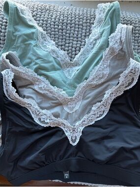 Torrid Lace Trim Bralettes - Black, Light Gray & Mint Size 0